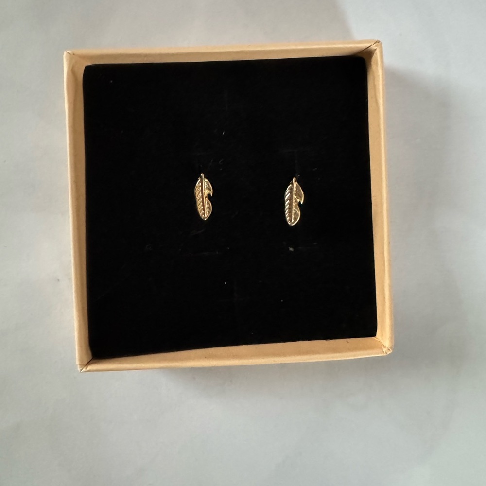 Gold Feather Earrings